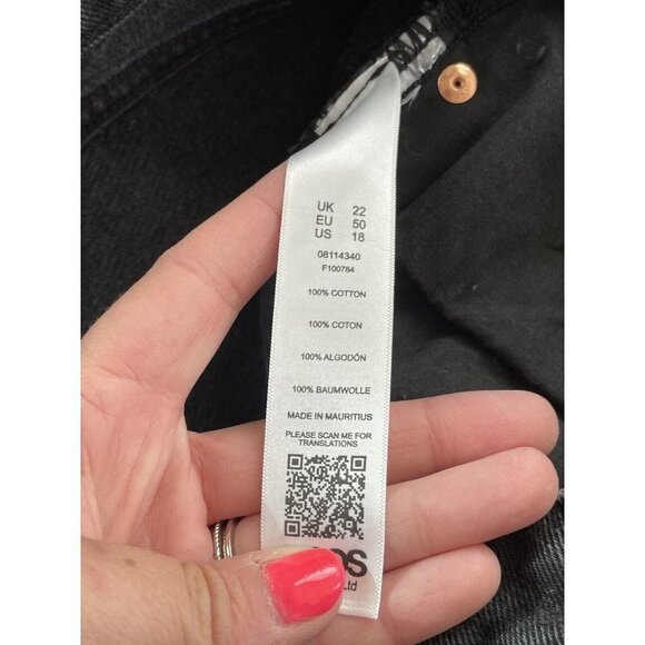 Asos Womens Denim Shorts Plus Size UK 22 High Rise Black Wash Jean Cut-Off NWT - Picture 8 of 8